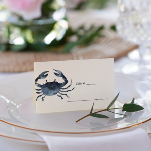 The Blue Crab  Nautical Wedding table place Place Card