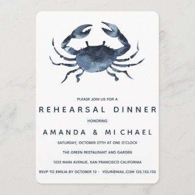 The Blue Crab Wedding Rehearsal Dinner Invitation