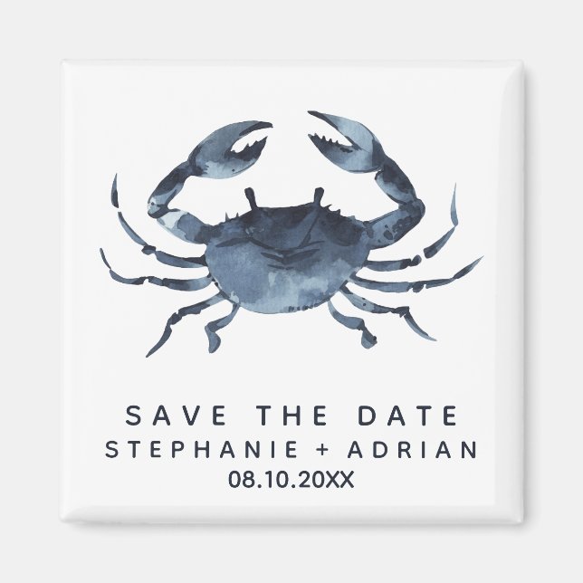 The Blue Crab | Wedding Save the Date Favor Magnet (Front)
