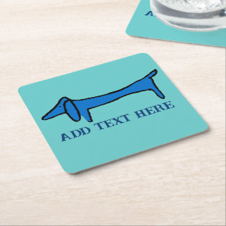 The Blue Dachshund Dog , add text, Coaster