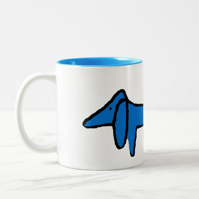 The Blue Dog, Dachshund Two-Tone Coffee Mug (Left)