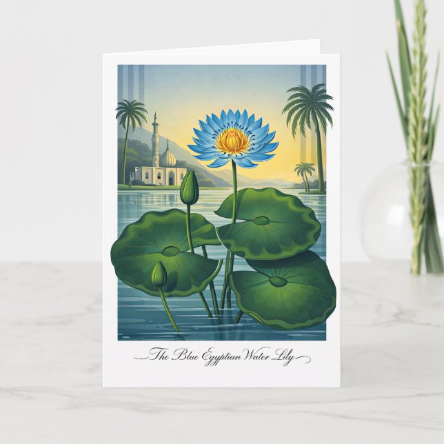 The Blue Egyptian Water Lily — Modern Botanical Re Card (Front)