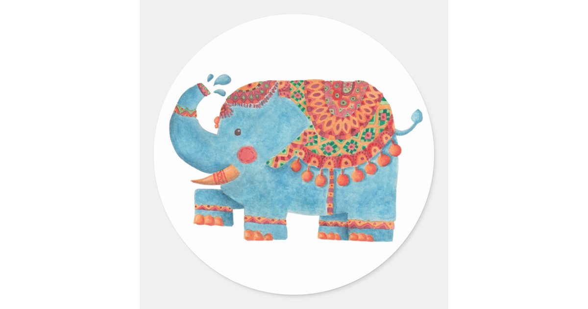 The Blue Elephant Classic Round Sticker | Zazzle