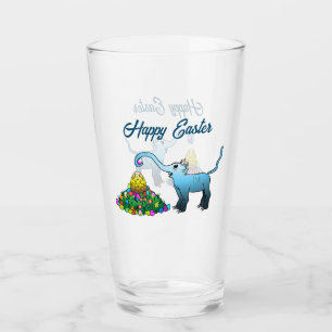 The blue elephant collects Easter eggs Glass