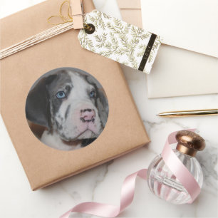 The Blue Eye Puppy Custom Pet Photo Round Classic Round Sticker