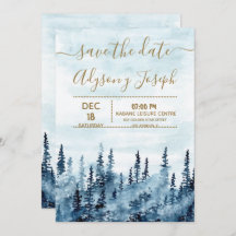 The Blue Forest Watercolor Save The Date