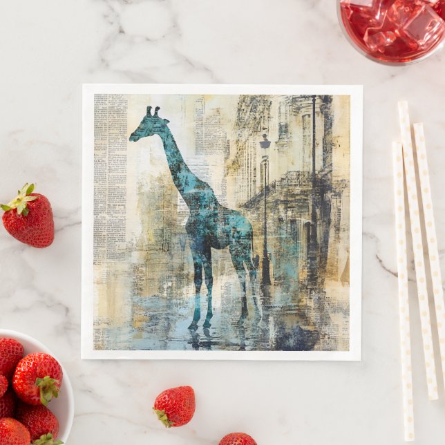 The Blue Giraffe In Paris Paper Napkins (Insitu)
