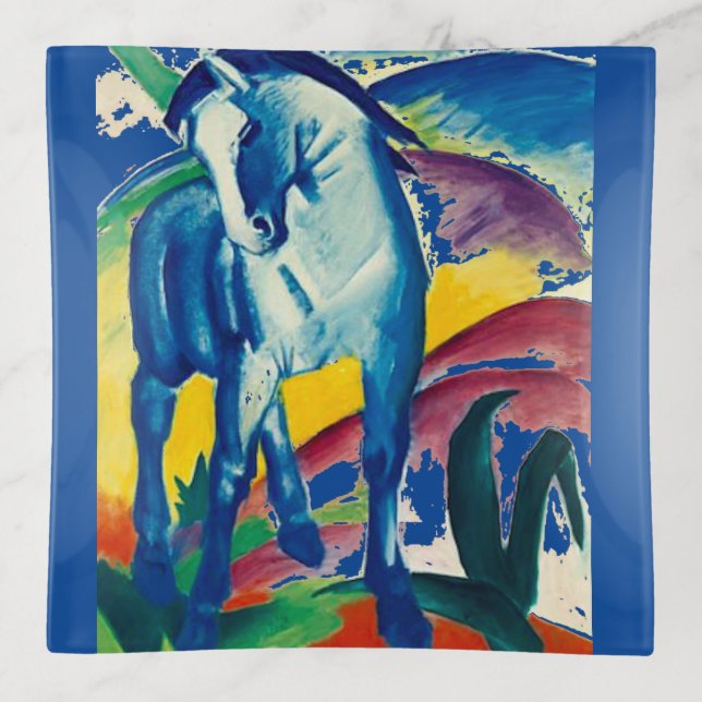 The Blue Horse, Fine Art by Franz Marc, Trinket Tray (Front)