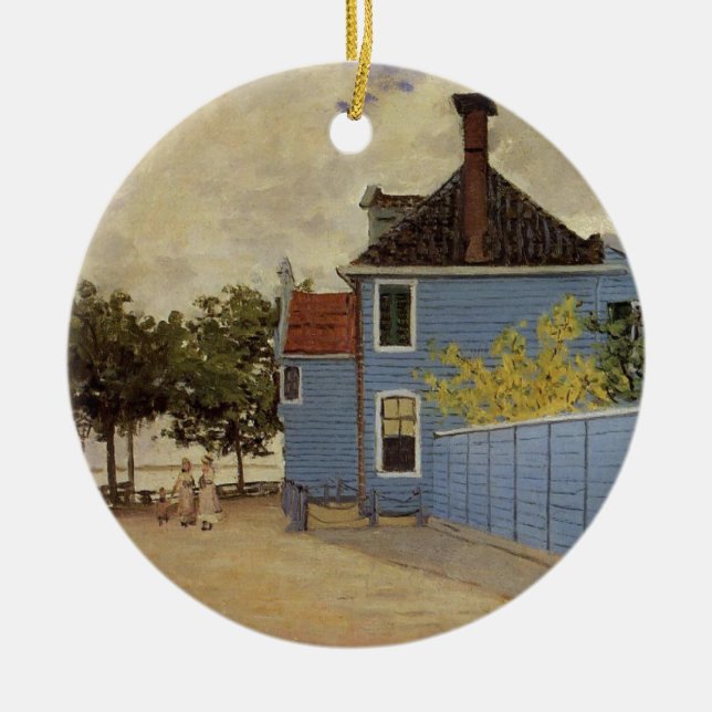 The Blue House at Zaandam by Claude Monet Ceramic Ornament (Front)