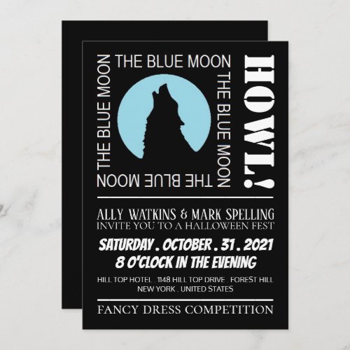 The Blue Moon Halloween Party Invitation