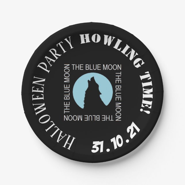 The Blue Moon, Halloween Party Paper Plate (Front)