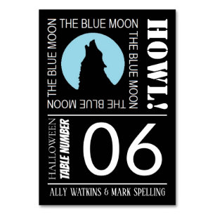 The Blue Moon, Halloween Party Table Number