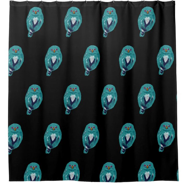 The Blue Owl Shower Curtain (Front)