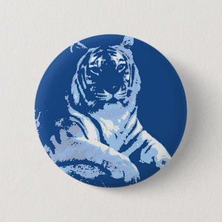 The Blue Pop Art Tiger Button