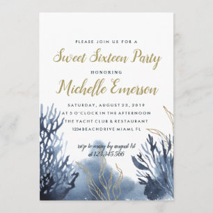The blue Reef Nautical SWEET SIXTEEN PARTY Invitation