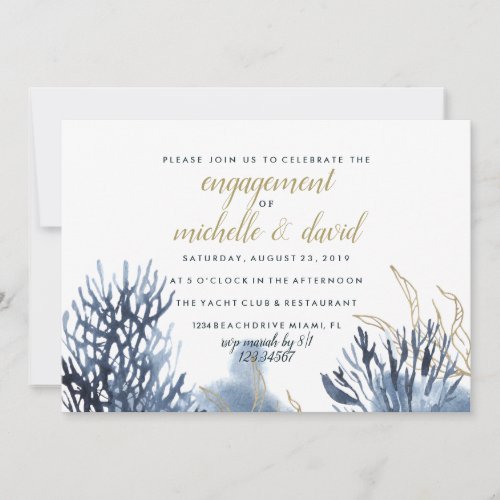 The blue Reef  Nautical Wedding ENGAGEMENT Invitation