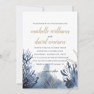 The blue Reef Nautical Wedding Invitation