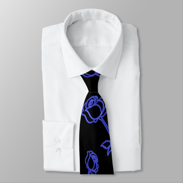 The Blue Rose  Neck Tie (Tied)