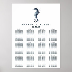 The Blue Seahorse Nautical Wedding Seating Chart