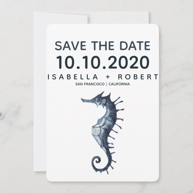 The Blue Seahorse | Wedding Save the Date (Front)