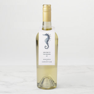 The Blue Seahorse WEDDING WELCOME GUEST Bottle Hanger Tag