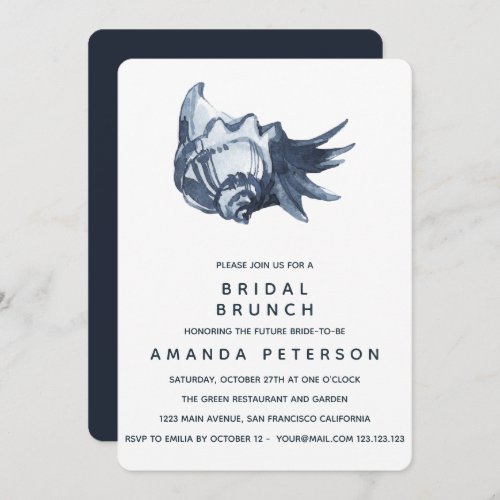 The Blue Seashell Bridal Brunch Wedding Invitation