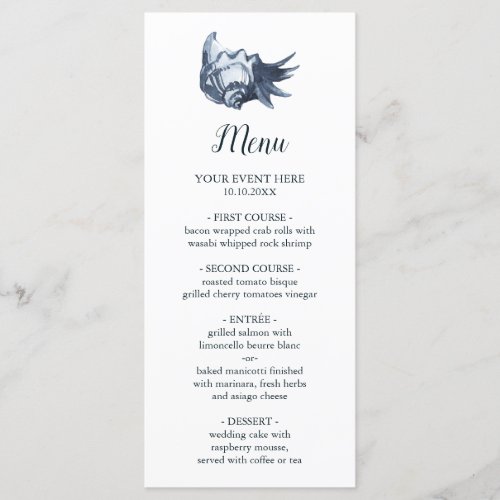 The Blue Seashell   Nautical Wedding Menu