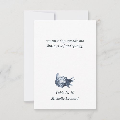 The Blue Seashell  Nautical Wedding table place Invitation