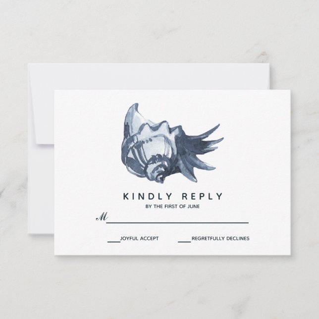 The Blue Seashell | Wedding RSVP Card (Front)