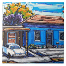The "Blue Shade, Tucson Barrio" Decorative Tile
