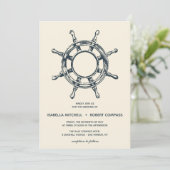 The Blue Ship's wheel | Wedding Invitation (Standing Front)