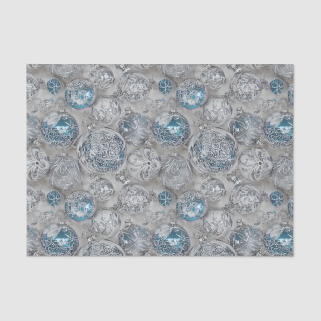 The Blue & Silver Christmas Bulb Series Design 11 Tissue Paper (Front)