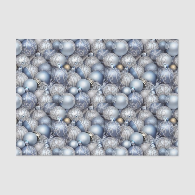 The Blue & Silver Christmas Bulb Series Design 13 Tissue Paper (Front)