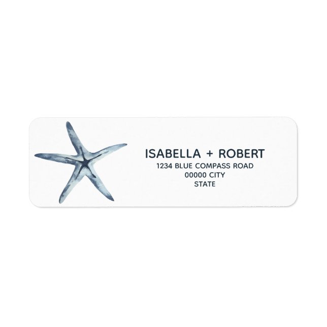 The Blue Starfish | Nautical Maritime Wedding Label (Front)