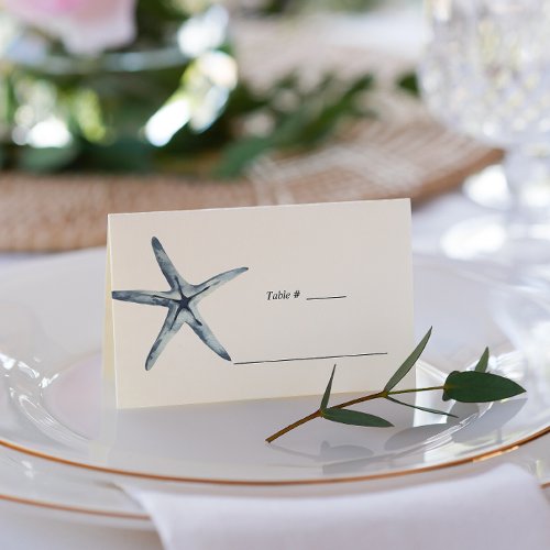 The Blue Starfish   Nautical Wedding table place Place Card