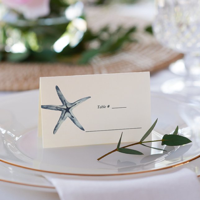 The Blue Starfish  | Nautical Wedding table place Place Card (Creator Uploaded)