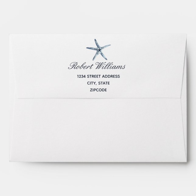 The Blue starfish  | Wedding Personalized Envelope (Back (Top Flap))