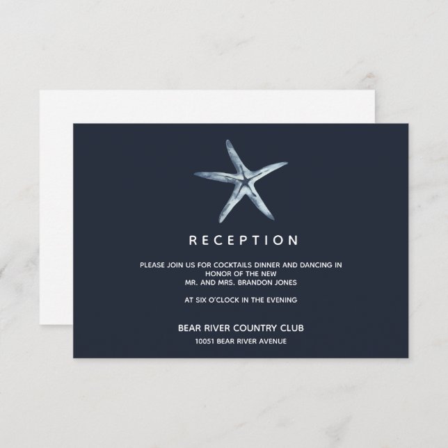 The Blue Starfish | Wedding Reception Enclosure Invitation (Front/Back)