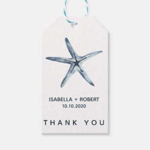 The Blue Starfish Wedding Thank you FAVOR Gift Tags