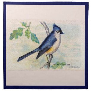 The Blue Tufted-Titmouse Bird Cloth Napkin
