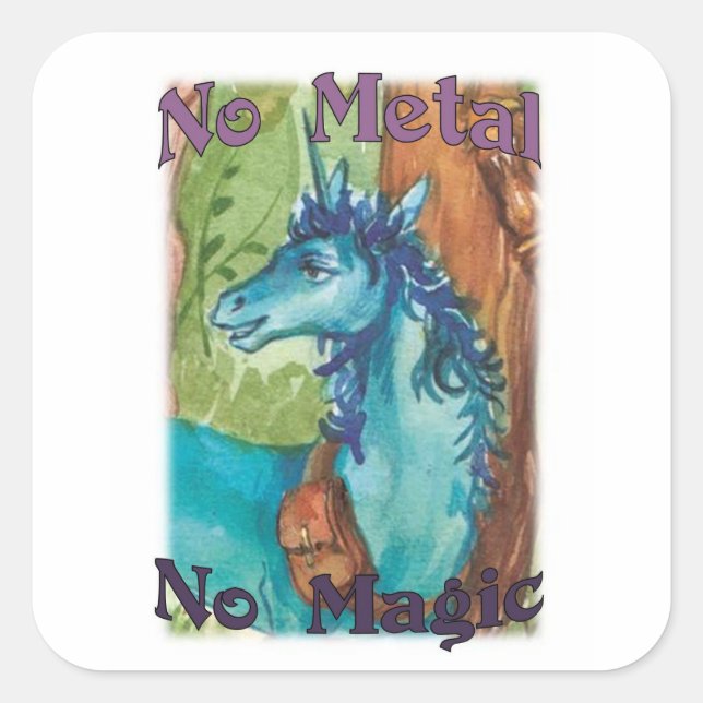 The Blue Unicorn No Metal No Magic Stickers (Front)