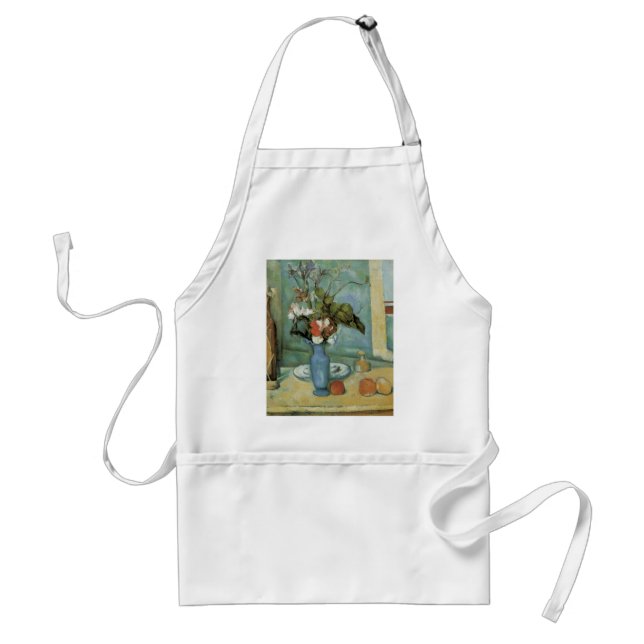 The Blue Vase (Flowers and Fruit) by Paul Cezanne Adult Apron (Front)