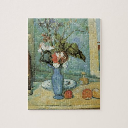 The Blue Vase Flowers and Fruit by Paul Cezanne Jigsaw Puzzle