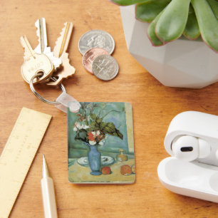 The Blue Vase (Flowers and Fruit) by Paul Cezanne Keychain