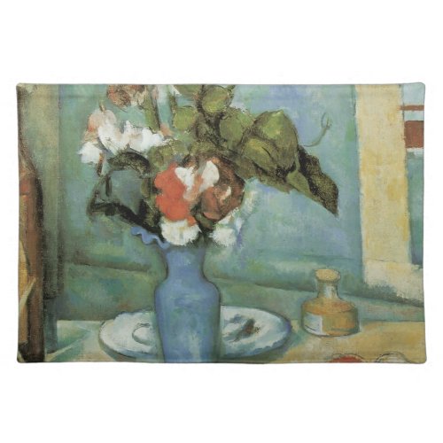 The Blue Vase Flowers and Fruit by Paul Cezanne Placemat