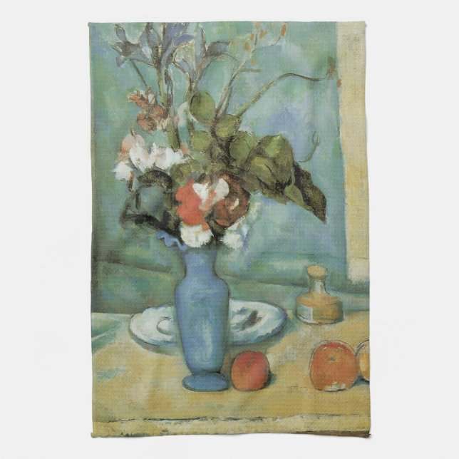 The Blue Vase (Flowers and Fruit) by Paul Cezanne Towel (Vertical)