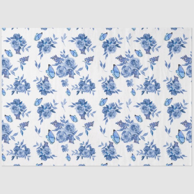 The Blue Watercolor Series Design 9 Tissue Paper (Front)