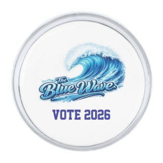 The blue wave – vote 2026 silver finish lapel pin