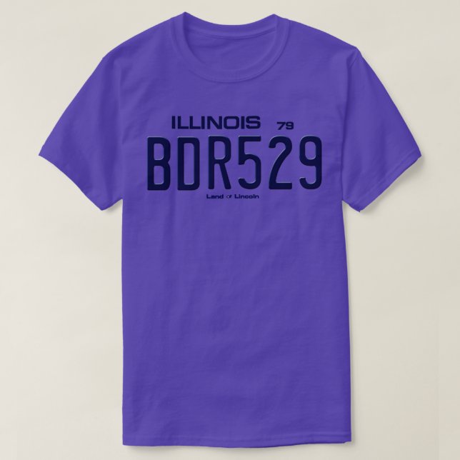 The Blues Brothers Bluesmobile License Plate T-Shirt (Design Front)