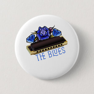The Blues Harmonica Music Sound Acoustic Jazz Gift Button